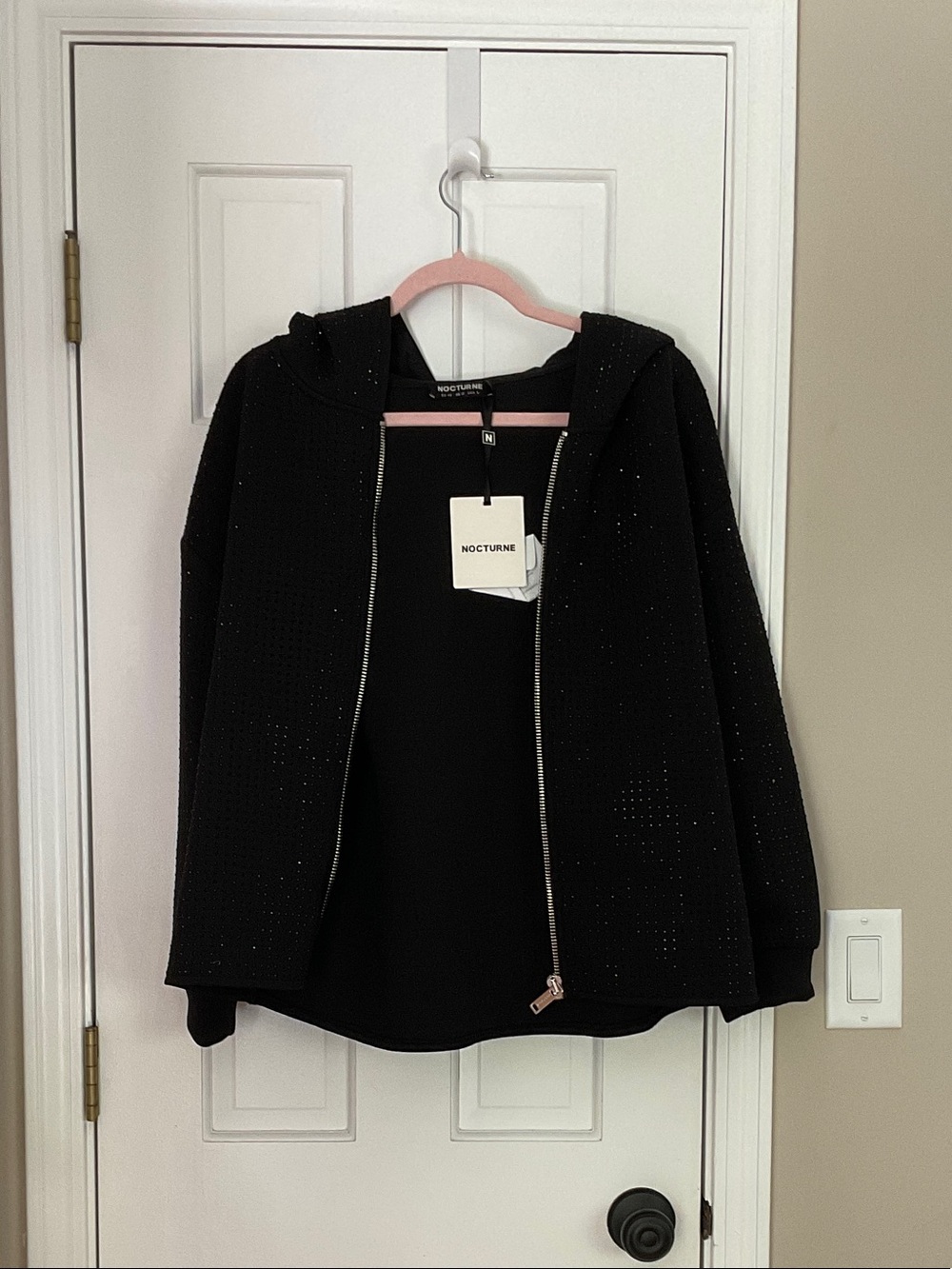 Nocturne Black Hoodie Jacket with Sparkle